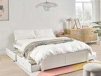 Letto matrimoniale in compensato di pino melaminico MDF con contenitore bianco 140 x 200 cm stile scandinavo