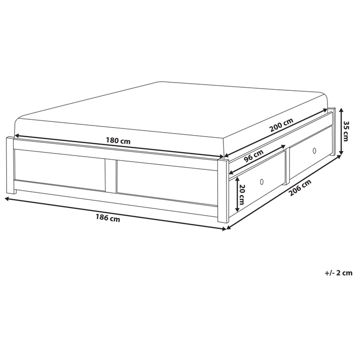 Letto matrimoniale in compensato di pino melaminico MDF con contenitore bianco 180 x 200 cm stile scandinavo