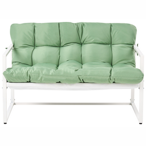 Set da giardino moderno a 4 posti in acciaio zincato con cuscini verde esterno elegante