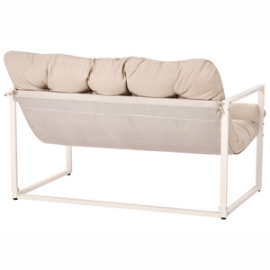 Set da giardino moderno a 4 posti in acciaio zincato con cuscini beige esterno elegante
