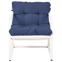 Set da giardino moderno a 4 posti in acciaio zincato con cuscini blu esterno elegante