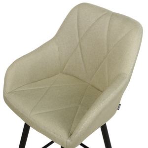 Set di 2 Sgabelli Bar Tessuto Verde Chiaro con Braccioli Schienale Trapuntato Gambe in Metallo Nero