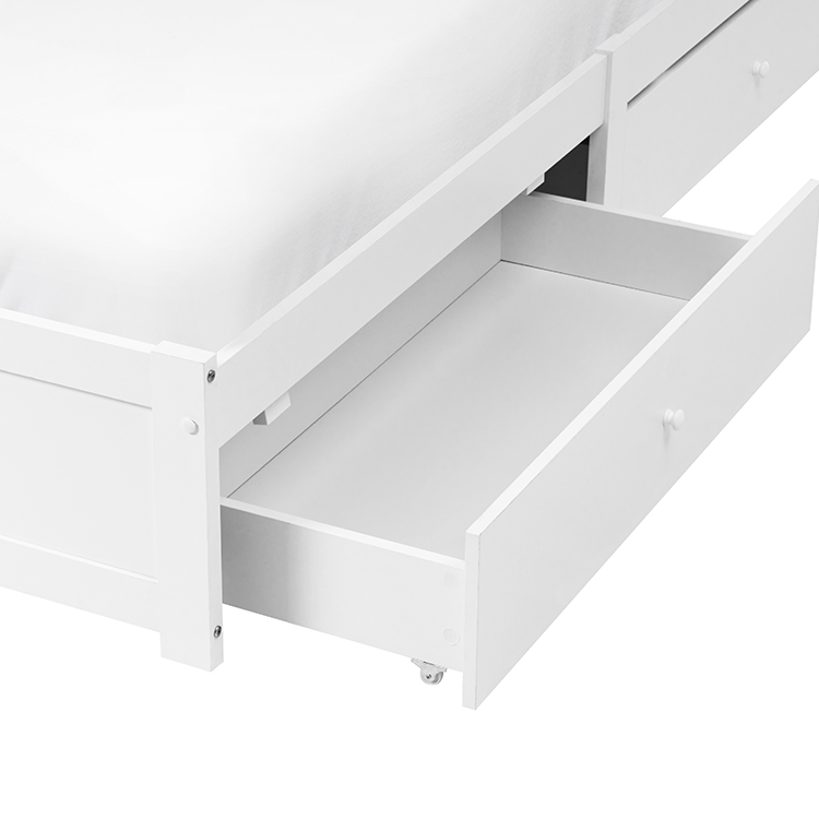 Letto matrimoniale in compensato di pino melaminico MDF con contenitore bianco 160 x 200 cm stile scandinavo