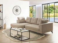 Divano angolare moderno con bracciolo destro Rivestimento in lino idrorepellente Gambe in ferro nero con cuscini beige chiaro