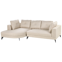 Divano angolare moderno con bracciolo destro Rivestimento in lino idrorepellente Gambe in ferro nero con cuscini beige chiaro