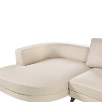 Divano angolare moderno con bracciolo destro Rivestimento in lino idrorepellente Gambe in ferro nero con cuscini beige chiaro