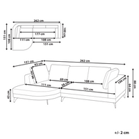 Divano angolare moderno con bracciolo destro Rivestimento in lino idrorepellente Gambe in ferro nero con cuscini beige chiaro
