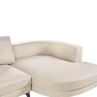 Divano angolare moderno con bracciolo sinistro Rivestimento in lino idrorepellente Gambe in ferro nero con cuscini beige chiaro