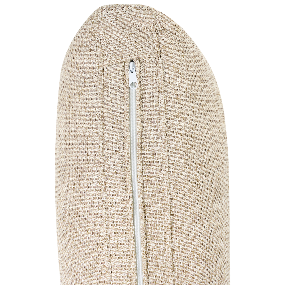 Divano angolare moderno con bracciolo sinistro Rivestimento in lino idrorepellente Gambe in ferro nero con cuscini beige chiaro