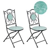 Set di 2 sedie da giardino in metallo nero con telaio in ferro stile vintage da esterno