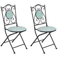 Set di 2 sedie da giardino in metallo nero con telaio in ferro stile vintage da esterno