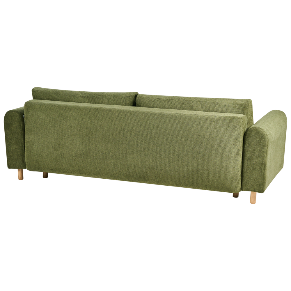 Divano letto in tessuto verde Rivestito con meccanismo Click-Clack Sleeper con contenitore Stile minimalista con braccioli