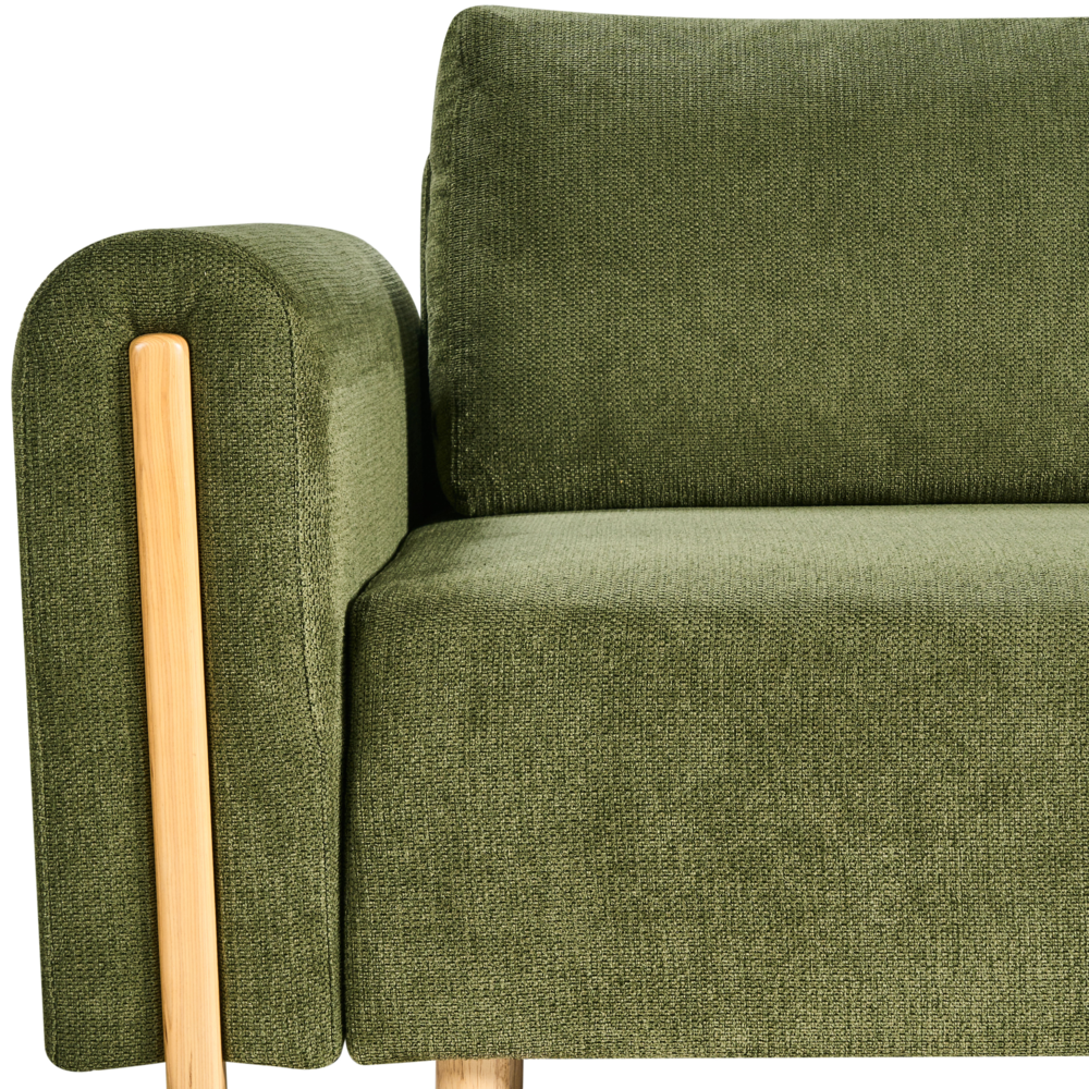 Divano letto in tessuto verde Rivestito con meccanismo Click-Clack Sleeper con contenitore Stile minimalista con braccioli