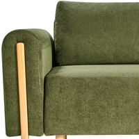 Divano letto in tessuto verde Rivestito con meccanismo Click-Clack Sleeper con contenitore Stile minimalista con braccioli
