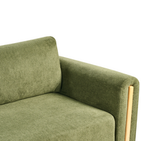 Divano letto in tessuto verde Rivestito con meccanismo Click-Clack Sleeper con contenitore Stile minimalista con braccioli