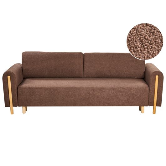 Divano letto in tessuto marrone Rivestito con meccanismo Click-Clack Sleeper con contenitore Stile minimalista con braccioli