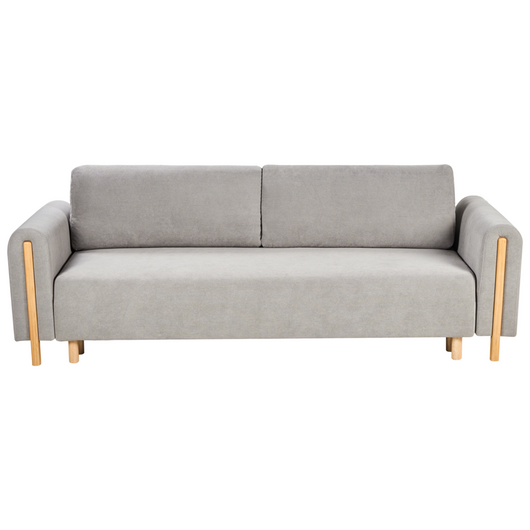 Divano letto in tessuto grigio Rivestito con meccanismo Click-Clack Sleeper con contenitore Stile minimalista con braccioli