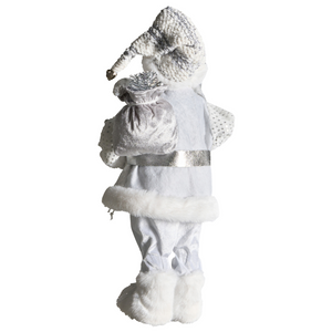 Figurina decorativa in tessuto d'argento e materiale sintetico Babbo Natale Figura di Natale Ornamento di Natale