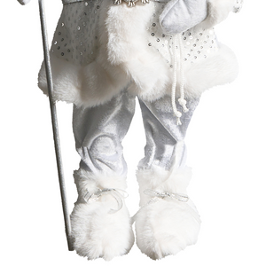 Figurina decorativa in tessuto d'argento e materiale sintetico Babbo Natale Figura di Natale Ornamento di Natale