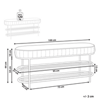 Panca in velluto con contenitore per scarpe e 2 ripiani verde smeraldo stile glamour elegante