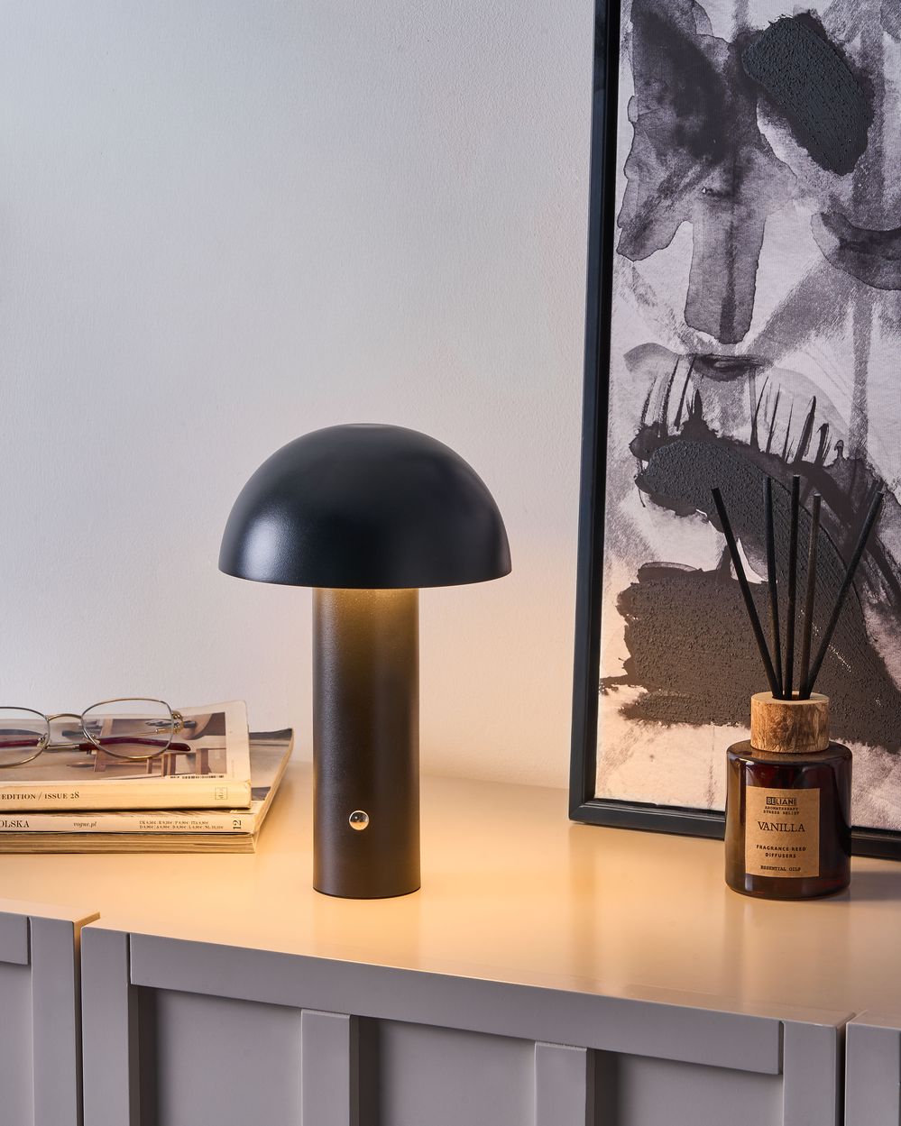 Lampada da tavolo nero a LED senza fili in ferro per interni e per esterni Fungo moderno