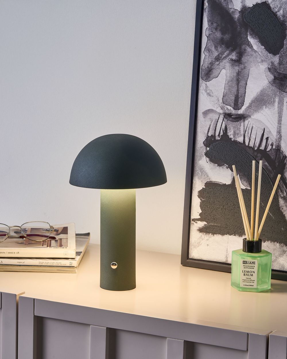 Lampada da tavolo verde scuro a LED senza fili in ferro per interni e per esterni Fungo moderno