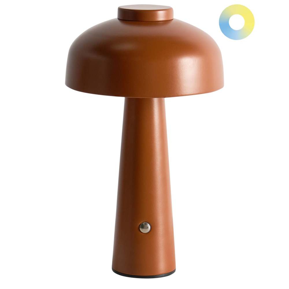 Lampada da tavolo in ferro con luce LED wireless fungo marrone stile moderno
