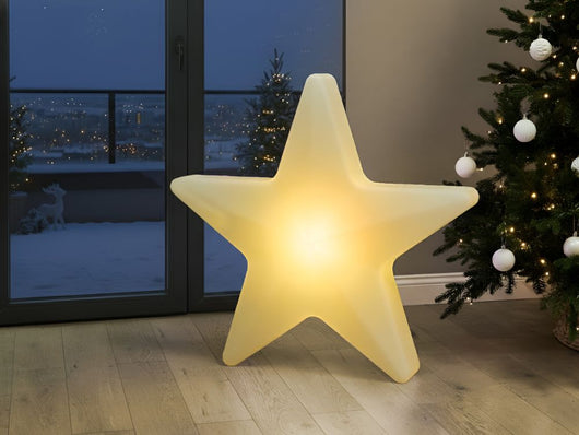 Lampada da terra decorativa a LED per esterni Design RGB Illuminazione Look moderno Materiale sintetico Forma a stella IP54 Bianco