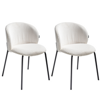 Set di 2 sedie da pranzo in velluto bianco sporco stile retrò seduta rotonda