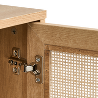 Mobile TV a 2 Ante in Rattan e Gambe in Metallo 180 x 63 cm Legno Chiaro