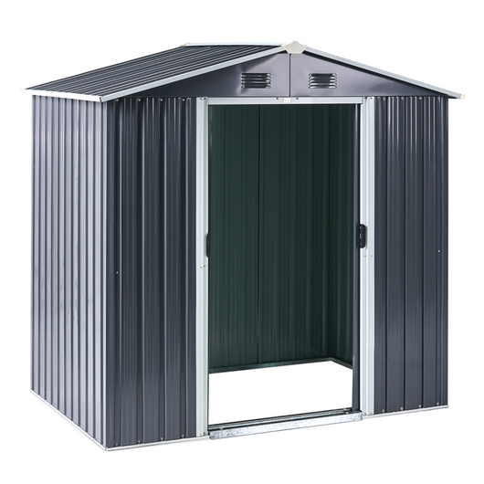 Capanno da giardino grigio grafite in acciaio zincato impermeabile resistente ai raggi UV per riporre attrezzi e attrezzature da giardino all'aperto