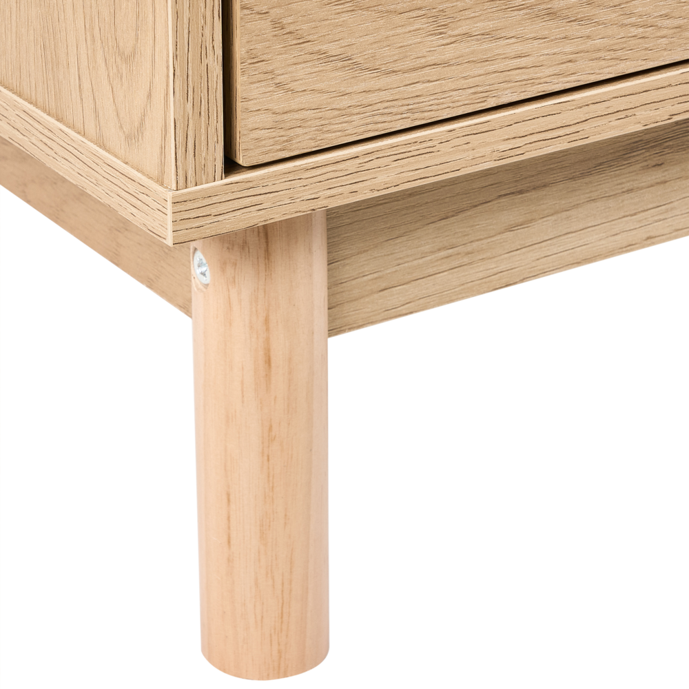 Comodino marrone chiaro in truciolato con frontale in rattan 2 cassetti Stile Boho Contenitore per camera da letto