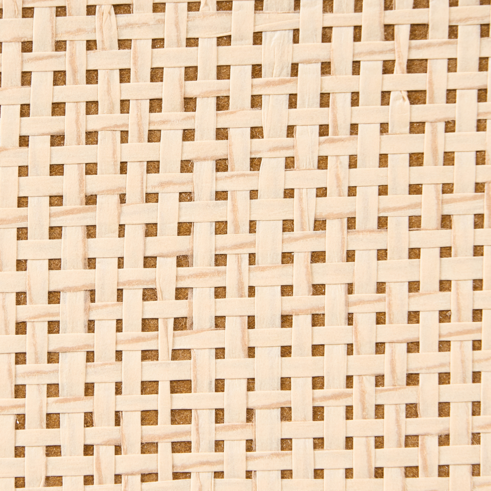 Comodino marrone chiaro in truciolato con frontale in rattan 2 cassetti Stile Boho Contenitore per camera da letto