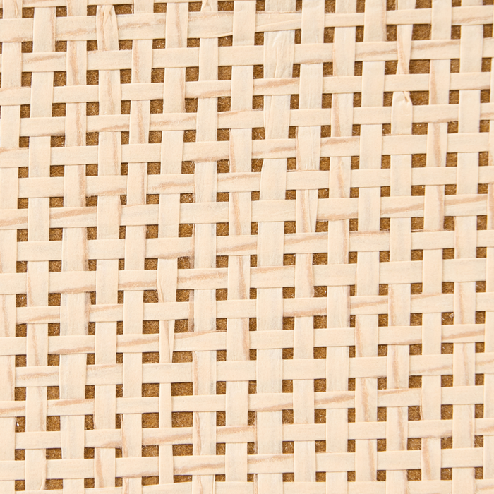 Comodino marrone chiaro in truciolato con frontale in rattan 2 cassetti Stile Boho Contenitore per camera da letto