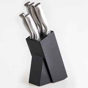 Set moderno di 5 coltelli con ceppo affilati a mano in acciaio inossidabile con durezza 54 HRC color argento