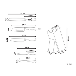 Set moderno di 5 coltelli con ceppo affilati a mano in acciaio inossidabile con durezza 54 HRC color argento