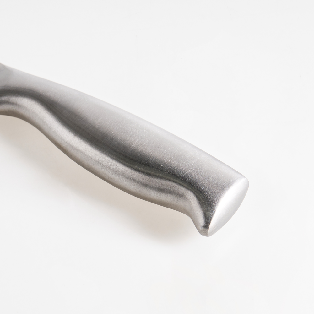 Set moderno di 3 coltelli con ceppo affilati a mano in acciaio inossidabile con durezza 54 HRC color argento