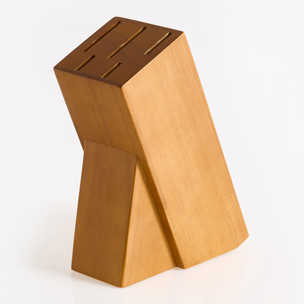 Set moderno di 5 coltelli con blocco in acciaio inossidabile affilati a mano durezza 54 HRC marrone