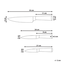 Set moderno di 3 coltelli con blocco in acciaio inossidabile affilati a mano durezza 54 HRC marrone