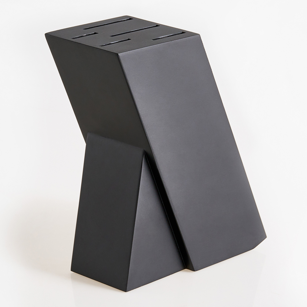 Set moderno di 5 coltelli con blocco in acciaio inossidabile affilati a mano durezza 54 HRC nero