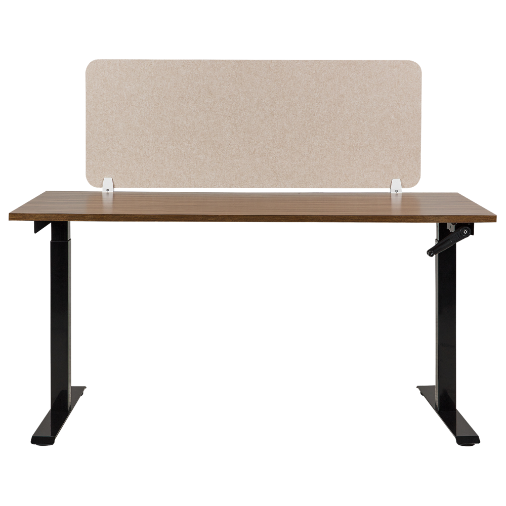 Schermo da tavolo Beige PET Board Copertura in tessuto 120 x 50 cm Schermo acustico Morsetti di montaggio modulari Casa Ufficio