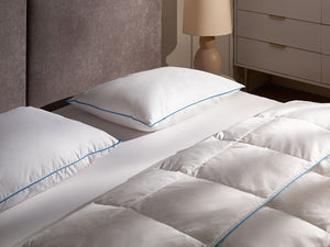 Cuscino alto da letto Rivestimento in cotone premium Imbottitura in piuma e piumino Bianco 50 x 60 cm premium