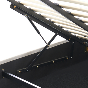 Letto matrimoniale ottomano 180 x 200 cm in tessuto Base letto a doghe Testiera trapuntata bianco sporco