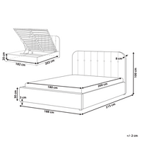 Letto matrimoniale ottomano 180 x 200 cm in tessuto Base letto a doghe Testiera trapuntata bianco sporco