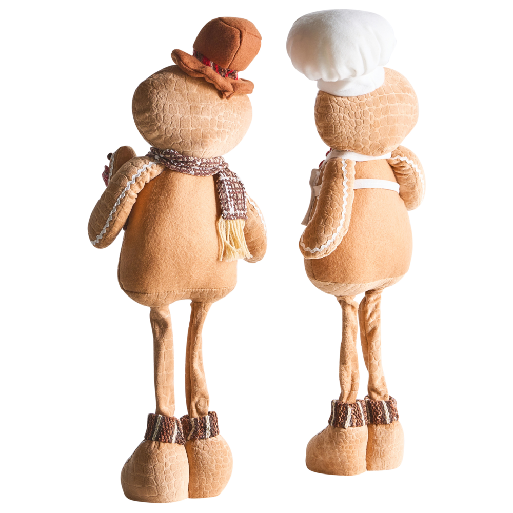 Set di 2 statuette decorative in tessuto marrone, peluche in piedi con l'Omino di Pan di Zenzero