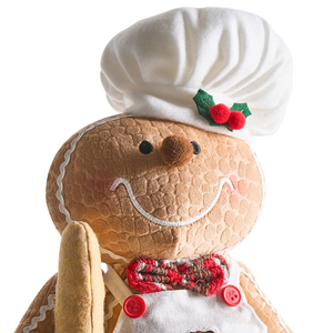 Set di 2 statuette decorative in tessuto marrone, peluche in piedi con l'Omino di Pan di Zenzero