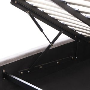 Letto matrimoniale 140 x 200 cm in tessuto Base letto a doghe Testiera trapuntata tortora