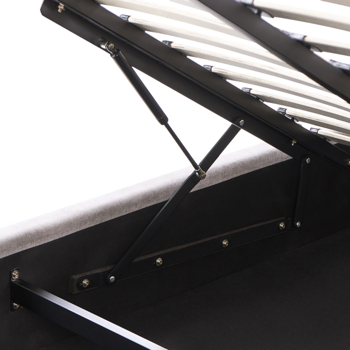 Letto matrimoniale 140 x 200 cm in tessuto Base letto a doghe Testiera trapuntata tortora