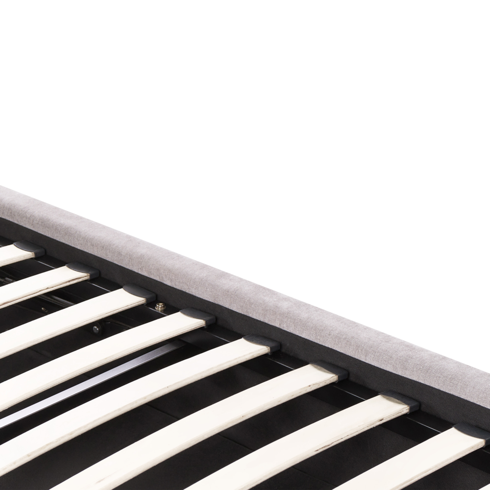 Letto matrimoniale 140 x 200 cm in tessuto Base letto a doghe Testiera trapuntata tortora