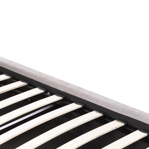 Letto matrimoniale 140 x 200 cm in tessuto Base letto a doghe Testiera trapuntata tortora